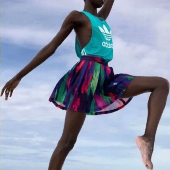 Adidas Pharrell Williams Colab Pleated Active Skirt  Size S  Rainbow Camo Tree - Picture 14 of 14